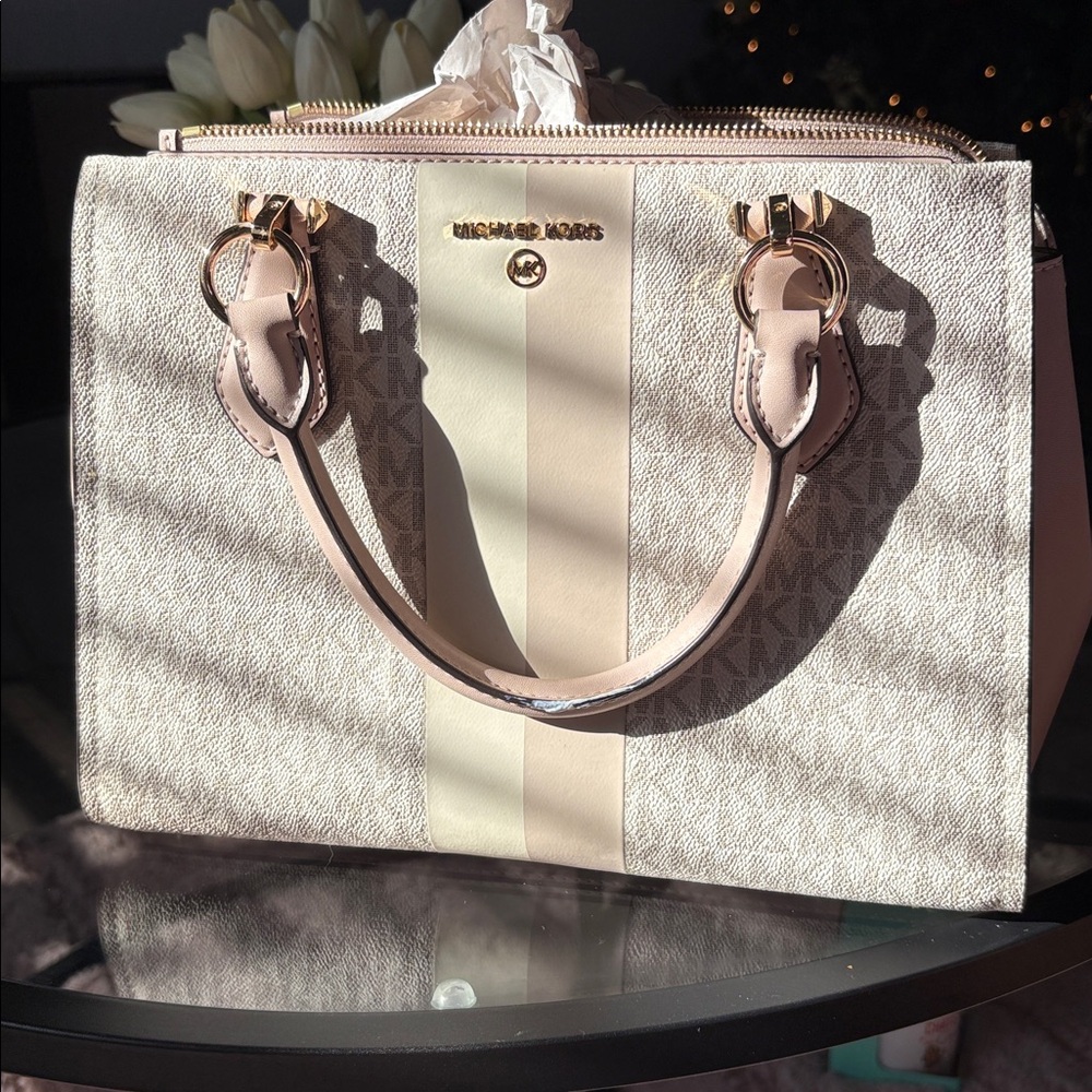 Marilyn Medium Logo Stripe Satchel